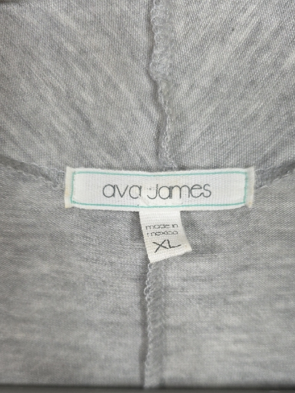 Ava James Light Gray Open Front Cardigan XL | Black Trim Draped Lightweight - Picture 2 of 5